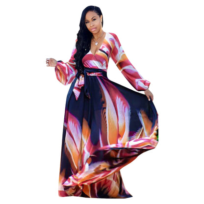 Women's Printed Wrap Maxi Dress
