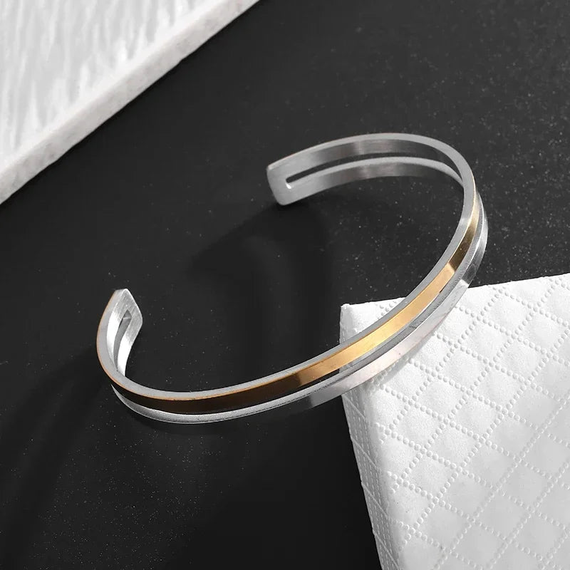 Polished Steel Open Cuff Bangle