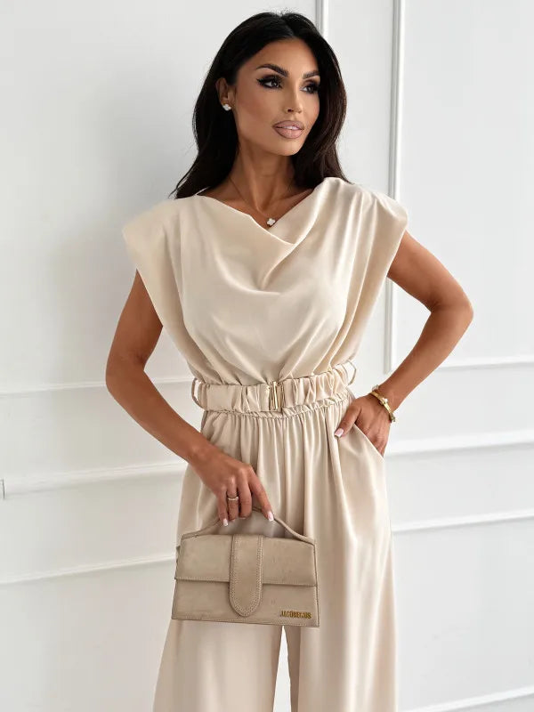 Sophia Elegant Wide Leg Jumpsuit with Belt