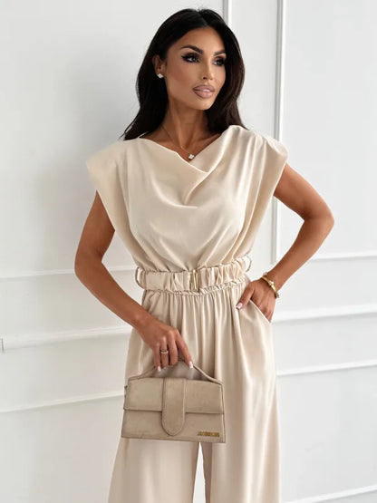 Sophia Elegant Wide Leg Jumpsuit with Belt