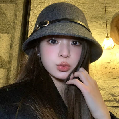 Chic Wool Buckle Cap