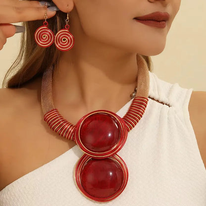 Bold Resin Wire-Woven Statement Necklace Set