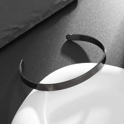 Polished Steel Open Cuff Bangle