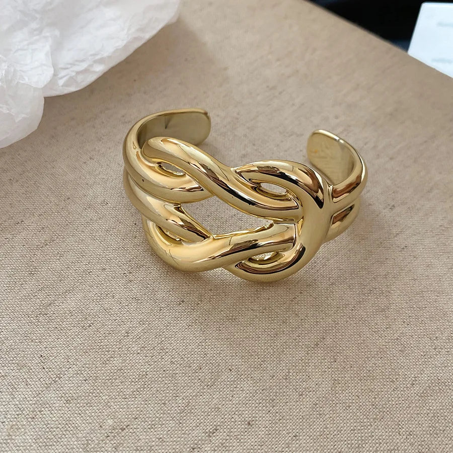 Irregular Geometric Glossy Opening Bangle