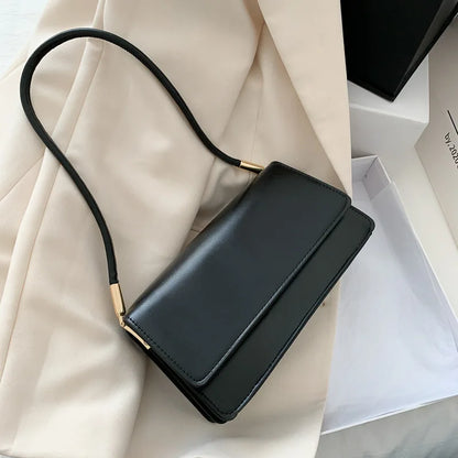 Minimalist Leather Baguette Shoulder Bag