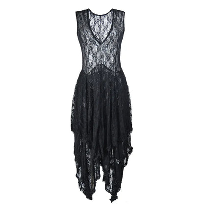Enchanted Lace Handkerchief-Hem Dress