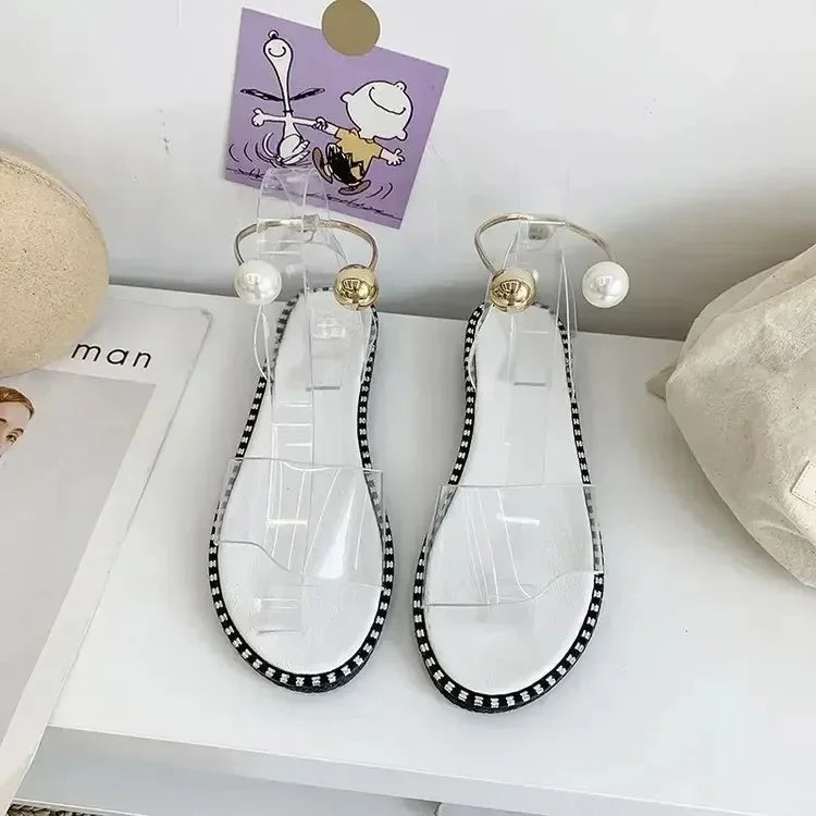 Pearly Bead Slingback Sandals