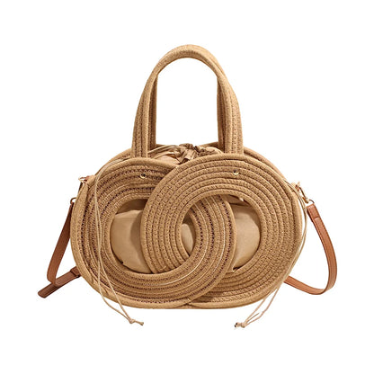 Aura Woven Straw Shoulder Handbag