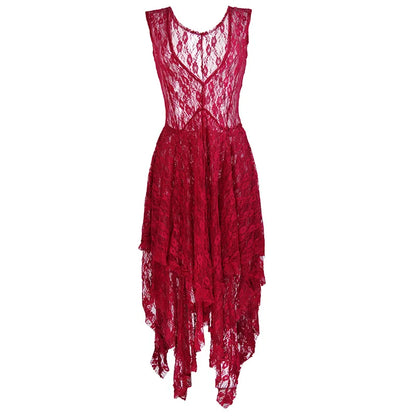 Enchanted Lace Handkerchief-Hem Dress