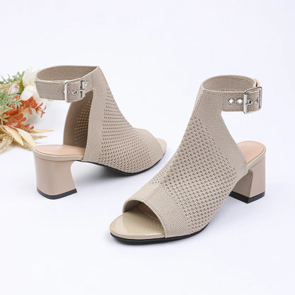 Chic Knit Peep Toe Sandals