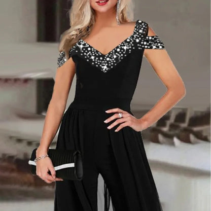 Elegant V-Neck Sleeveless Black Jumpsuit