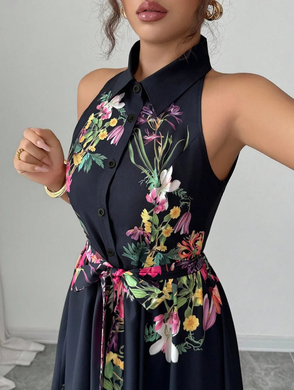 Floral Halter Neck Summer Dress