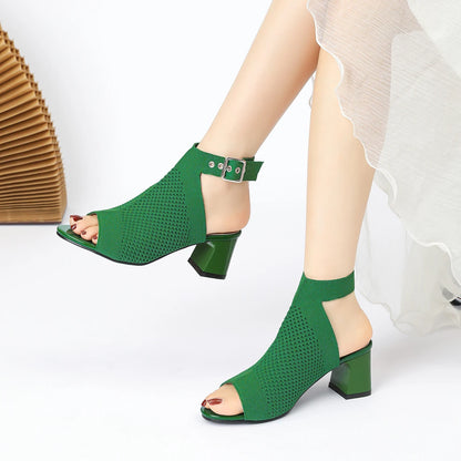 Chic Knit Peep Toe Sandals