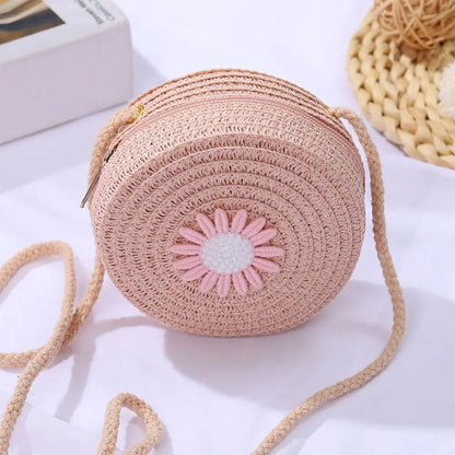 Handmade Round Rattan Crossbody Bag