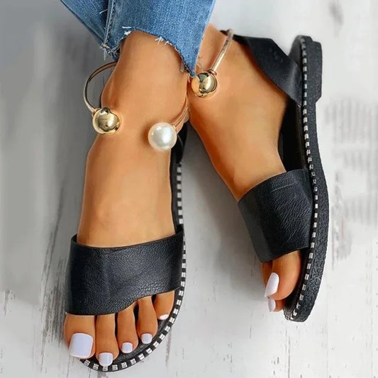 Pearly Bead Slingback Sandals