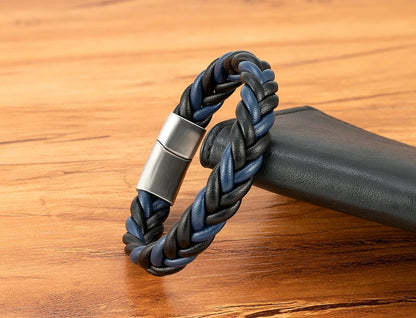 Braided Leather Cuff Bracelet for Men