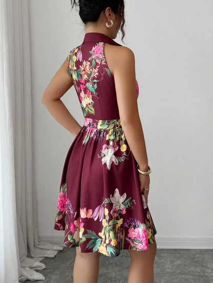 Floral Halter Neck Summer Dress