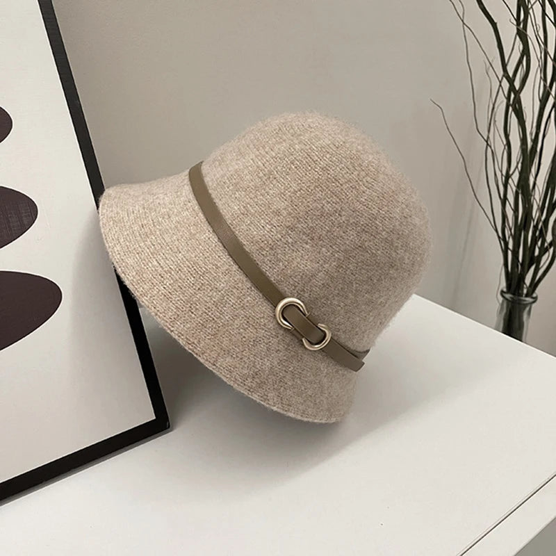 Chic Wool Buckle Cap