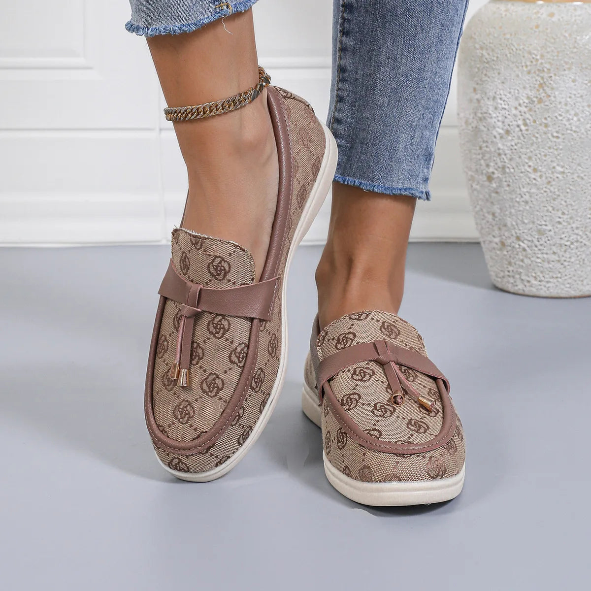 Lefu Women's Soft Leather Comfortable Flats