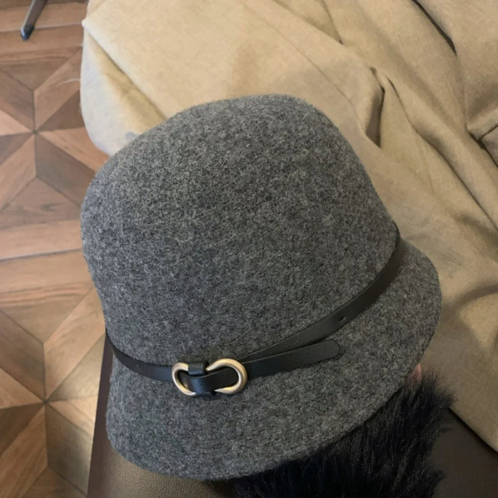 Chic Wool Buckle Cap