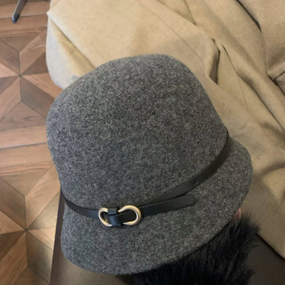 Chic Wool Buckle Cap