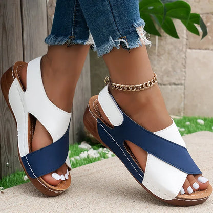 Casual Style Colorblock Wedge Sandals
