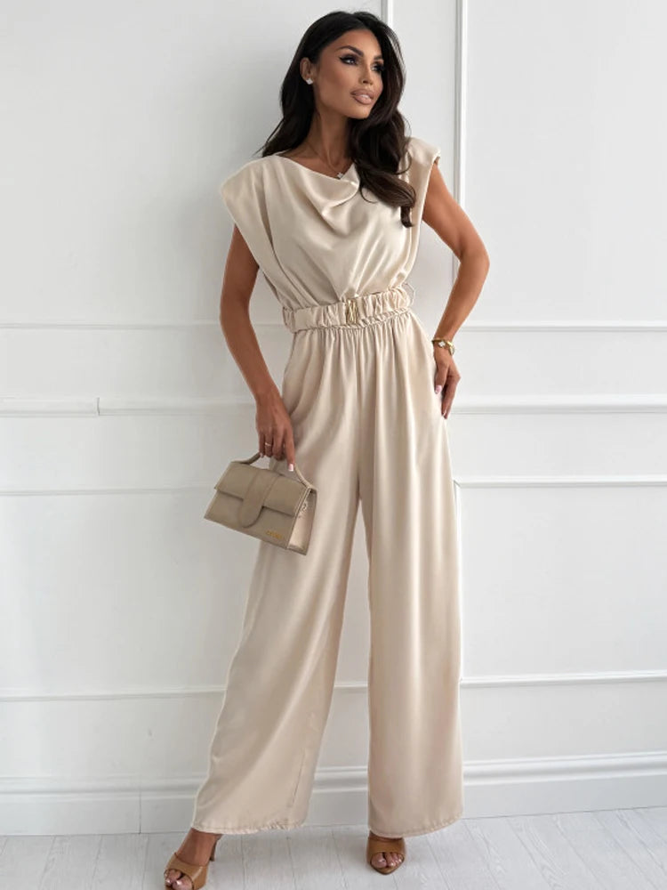 Sophia Elegant Wide Leg Jumpsuit with Belt