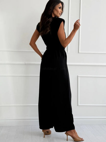 Sophia Elegant Wide Leg Jumpsuit with Belt