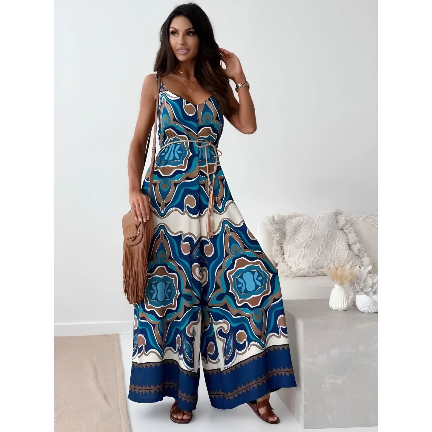 Boho Printed Wide-Leg Jumpsuit