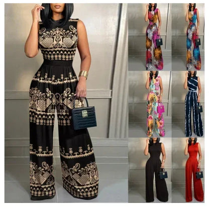 Elegant Wide Leg Sleeveless Jumpsuit