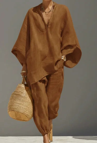 Dynamic Silhouette Linen-Blend Matching Set
