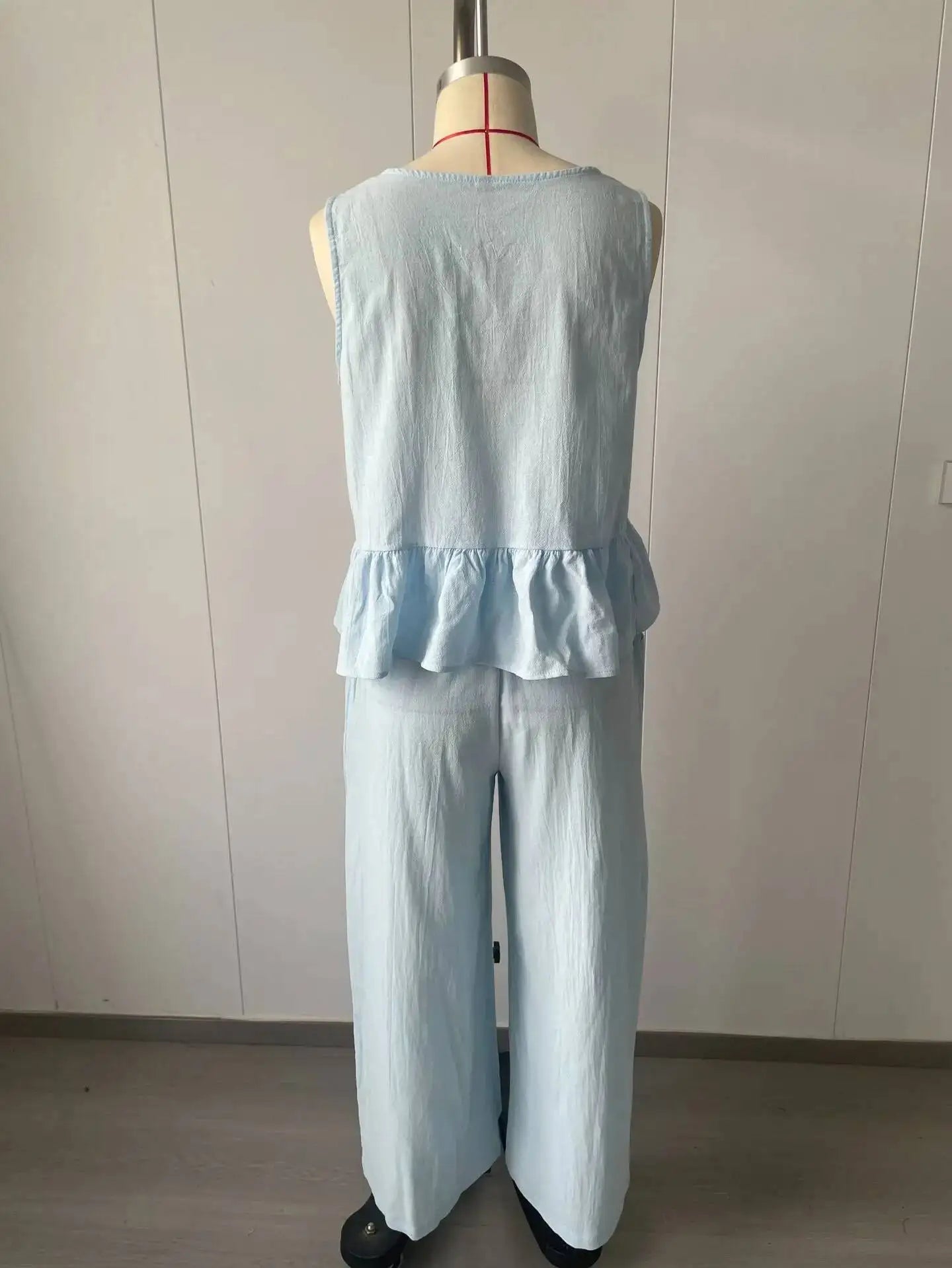 Women's Boho Linen Wide Leg Pant Set