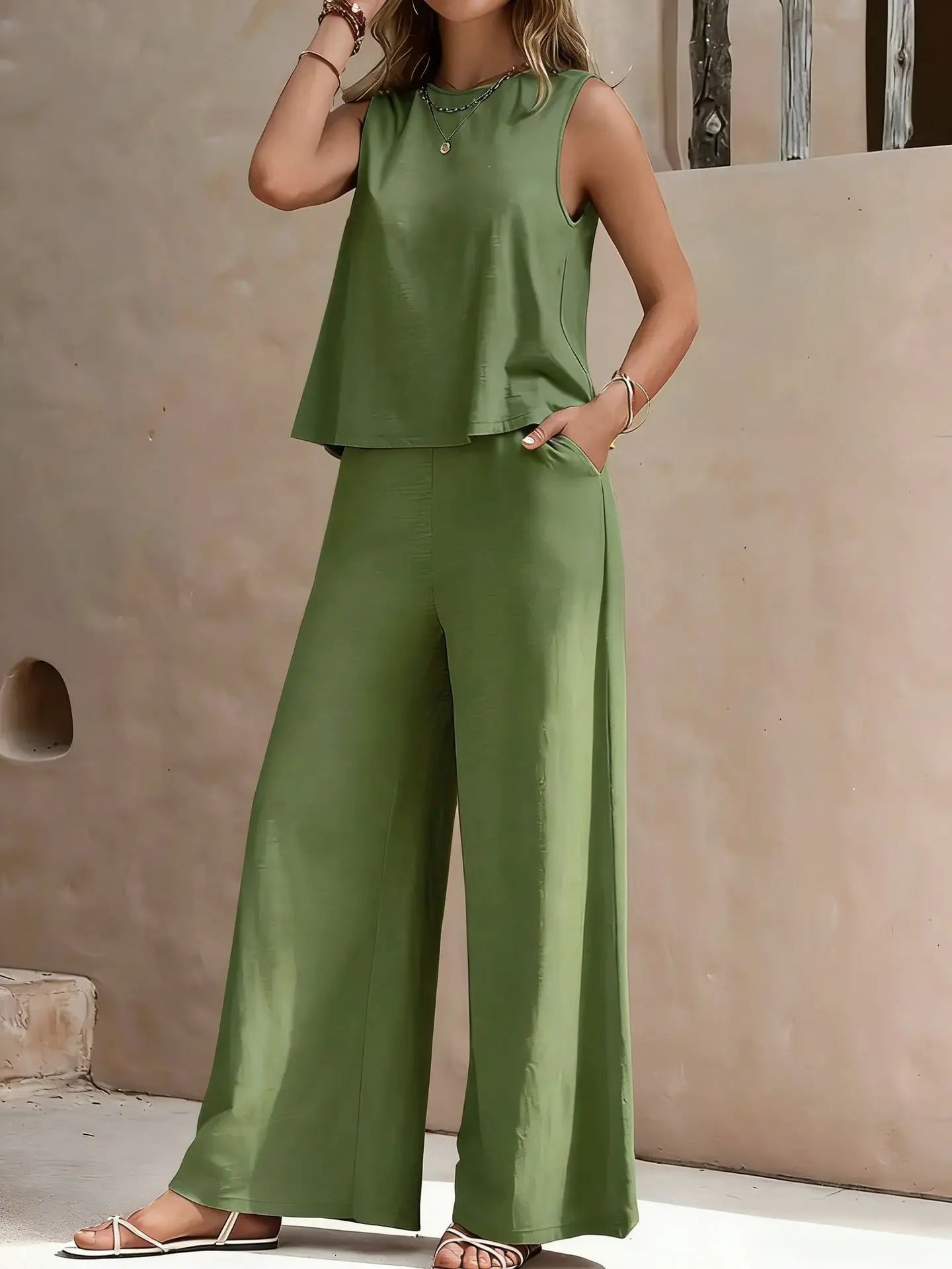 Serene Breeze Wide-Leg Two-Piece Set