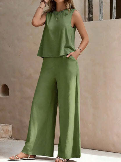 Serene Breeze Wide-Leg Two-Piece Set