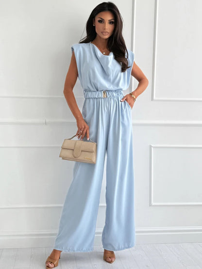 Sophia Elegant Wide Leg Jumpsuit with Belt