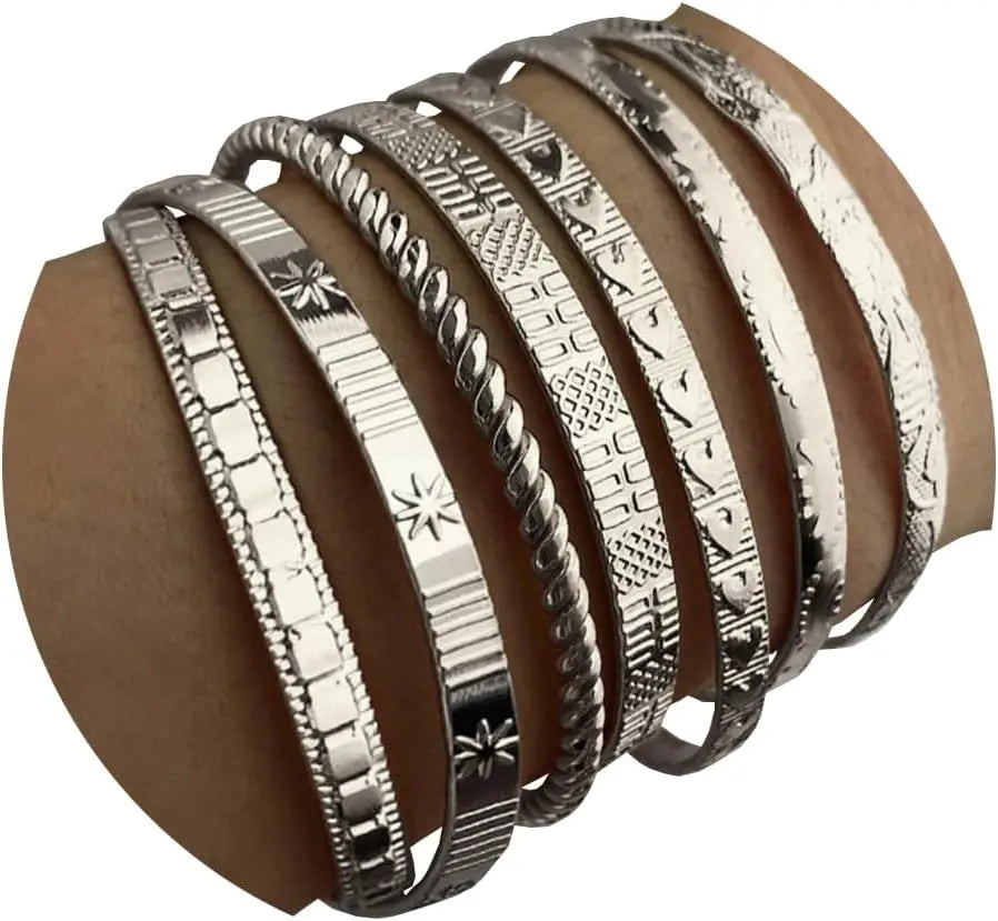 Modern Geometric Stackable Bangle Bracelet Set