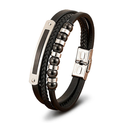 Braided Leather Statement Bracelet