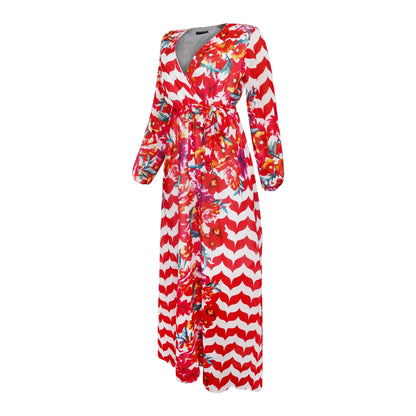 Women's Printed Wrap Maxi Dress