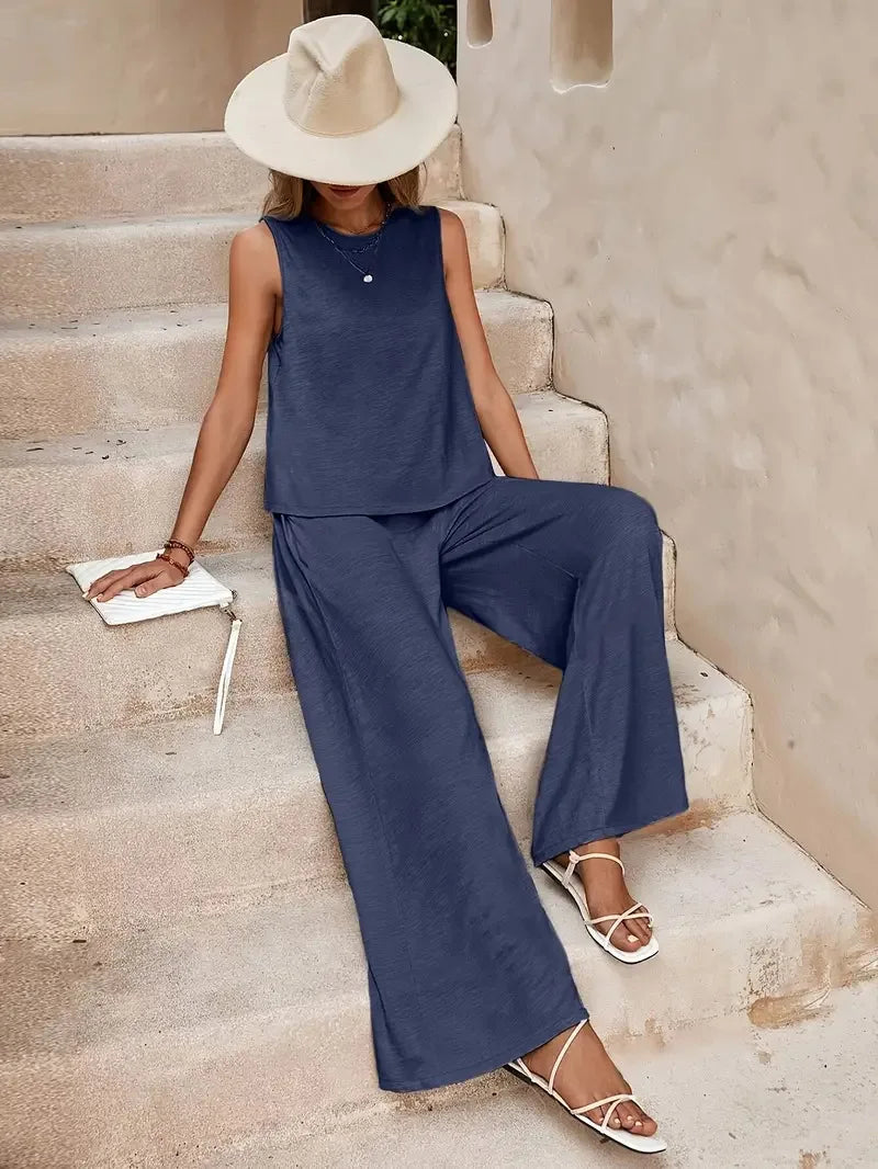 Serene Breeze Wide-Leg Two-Piece Set