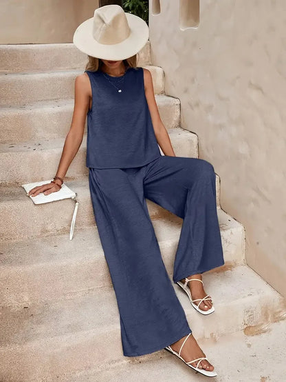 Serene Breeze Wide-Leg Two-Piece Set