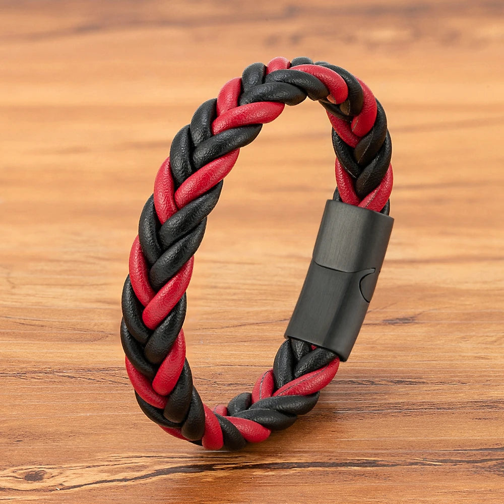 Braided Leather Cuff Bracelet for Men