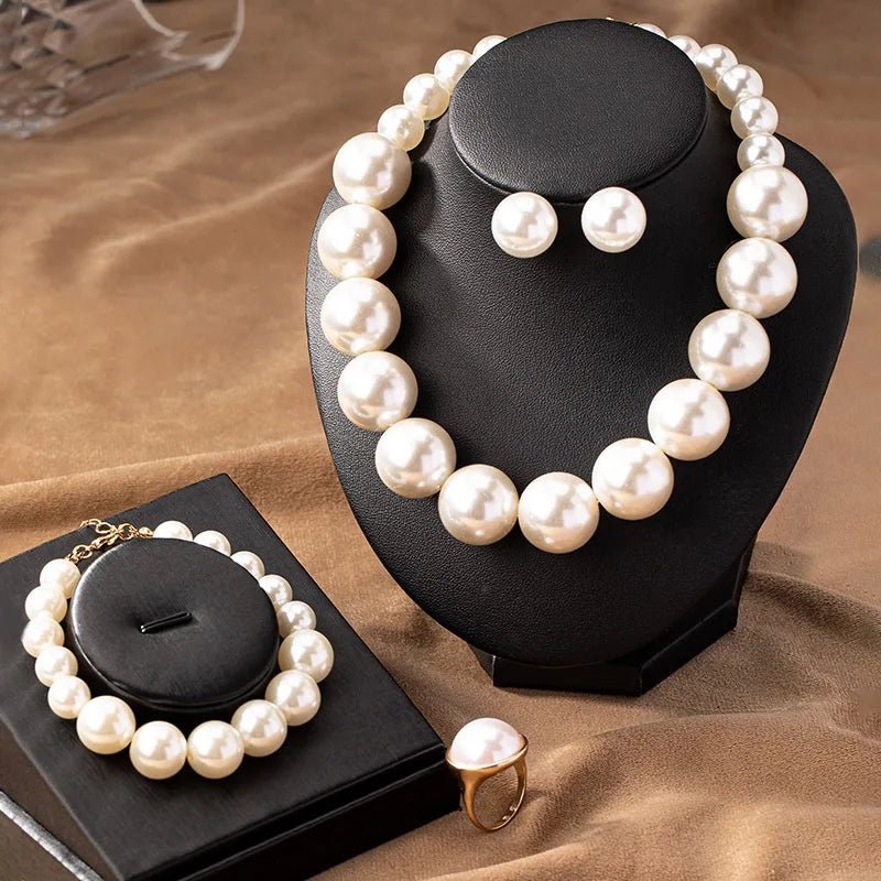 Chic Faux Pearl Statement Jewelry Set