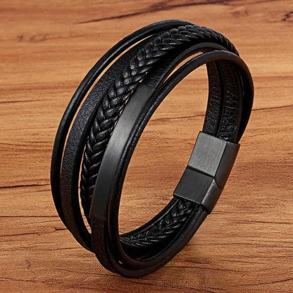 Braided Leather Statement Bracelet