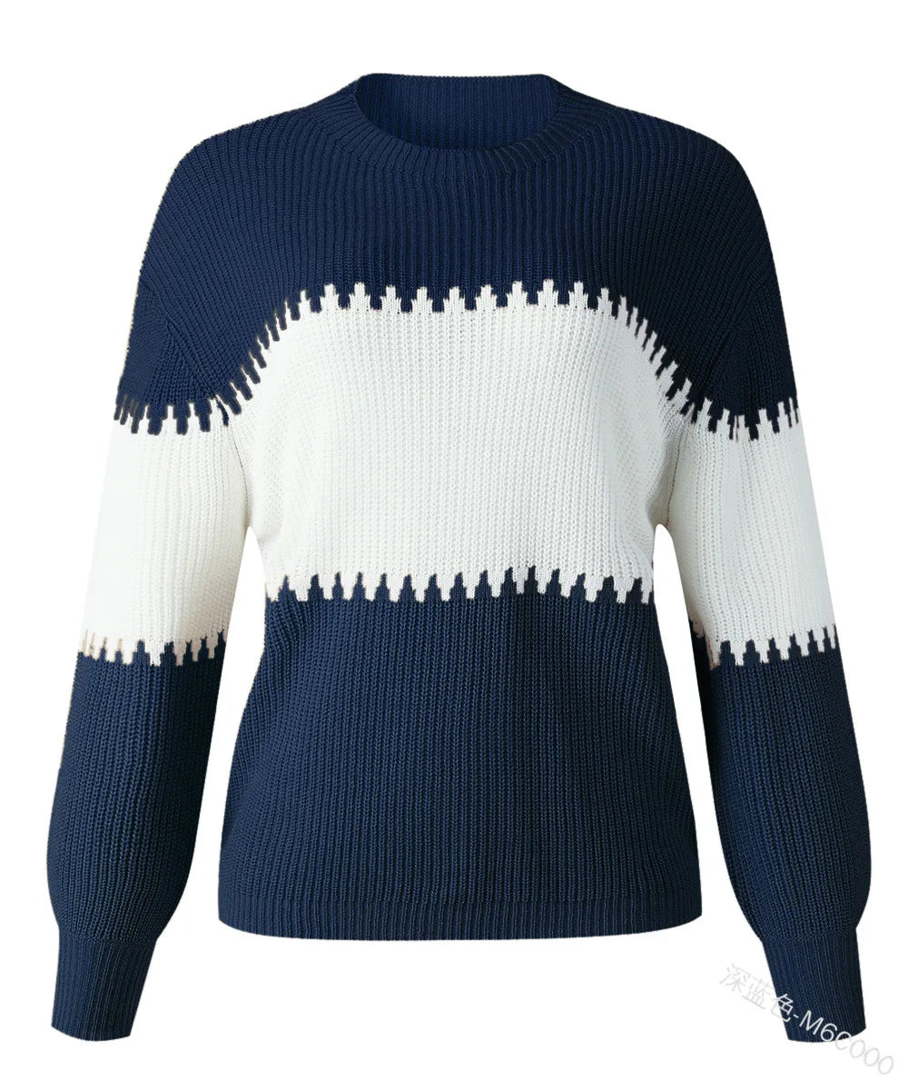 Effortless Chic Color Block Knit Sweater