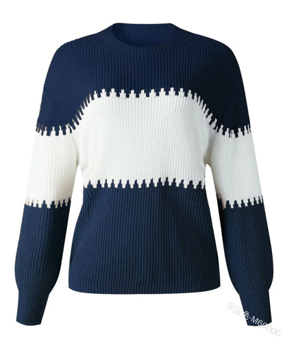 Effortless Chic Color Block Knit Sweater