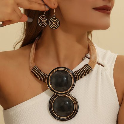 Bold Resin Wire-Woven Statement Necklace Set
