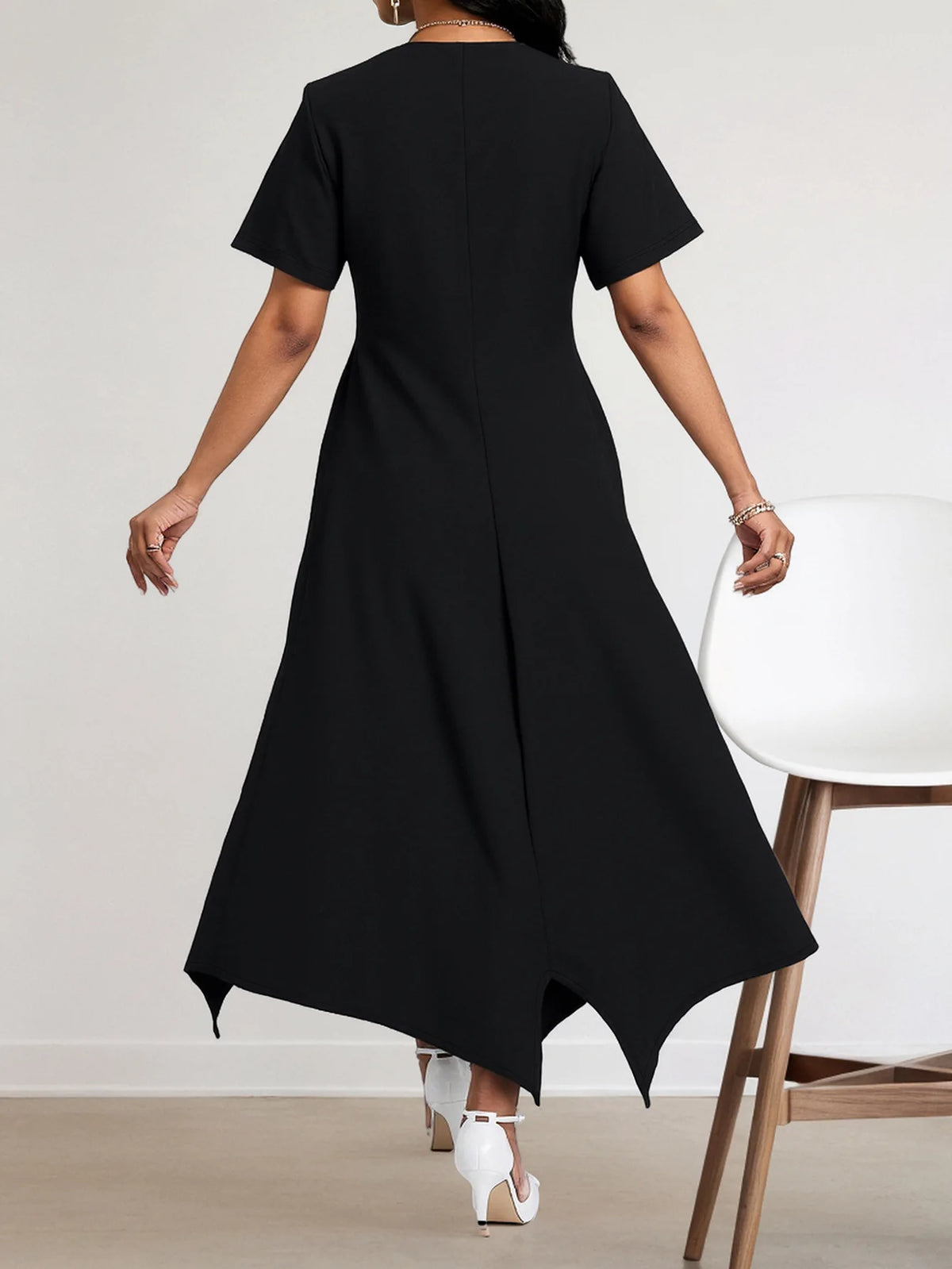 Elegant Asymmetric Split Hem Dress