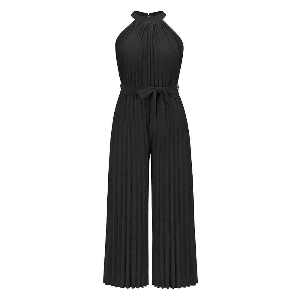 Stylish Halter Neck Wide-Leg Jumpsuit