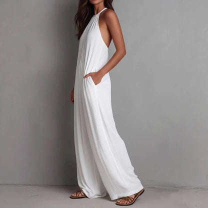 Sundrenched Pleated Halter Jumpsuit