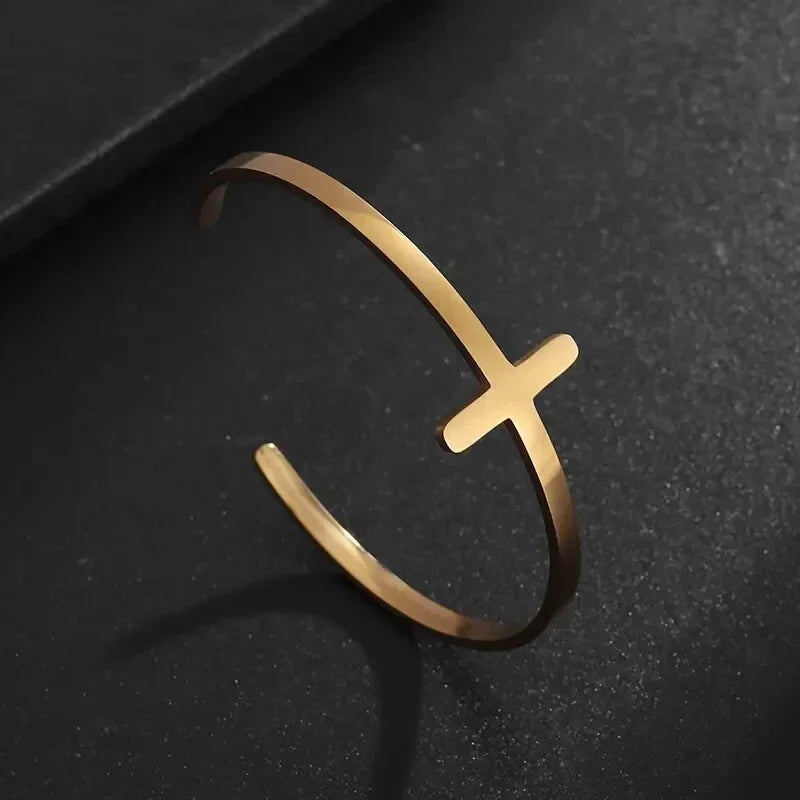 Polished Steel Open Cuff Bangle